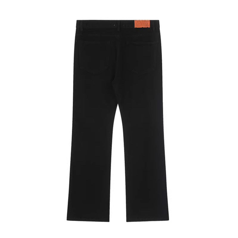 Cool Zipper Flared Denim Pants Casual Loose Slim Fit Trousers